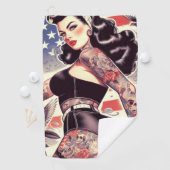 Serviette De Golf American Tattoo Pin-up (En situation)
