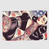 Serviette De Golf American Tattoo Pin-up (Horizontal)
