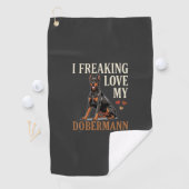 Serviette De Golf Amour de dobermann amateur de chien (En situation)