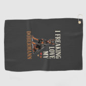 Serviette De Golf Amour de dobermann amateur de chien (Horizontal)