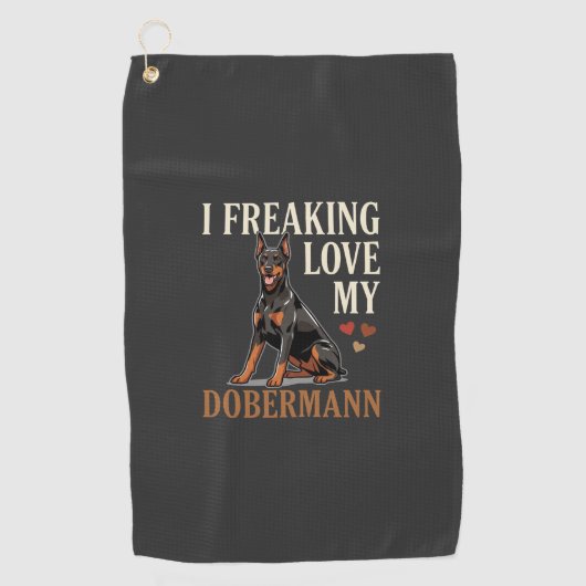 Serviette De Golf Amour de dobermann amateur de chien (Devant)