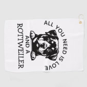 Serviette De Golf Amoureux de Rottweiler (Horizontal)