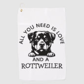 Serviette De Golf Amoureux de Rottweiler (Devant)