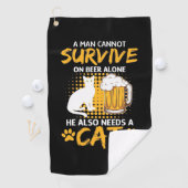 Serviette De Golf Amoureux des chats Un Homme Avec Bière Et Chat (En situation)