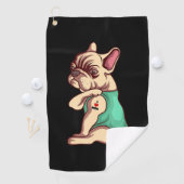 Serviette De Golf Amoureux des chiens| Cool French Bulldog I Love Mo (En situation)