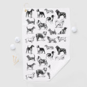 Serviette De Golf Amoureux des chiens noir et blanc (En situation)
