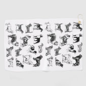 Serviette De Golf Amoureux des chiens noir et blanc (Horizontal)