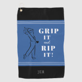 Serviette De Golf Amusant Golf Grip Rip Mens Royal Blue Black (Devant)
