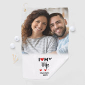 Serviette De Golf Amusant J'Aime Mon Coeur Ma Femme Photo Golfer Mod (En situation)