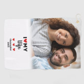 Serviette De Golf Amusant J'Aime Mon Coeur Ma Femme Photo Golfer Mod (Horizontal)