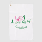 Serviette De Golf Amusante Fille Simple Let's Par Tee Monogramme Nom (Devant)