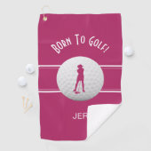 Serviette De Golf Amusants Élégants Golfeurs Sports Silhouette Rose  (En situation)