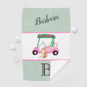 Serviette De Golf Amusants Pink Golf Panier Monogramme Nom Golf Serv (En situation)