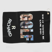 Serviette De Golf Amusement Golf Photo Message Nom du monogramme (Horizontal)