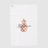 Serviette De Golf Ananas Faux Rose Gold Foil Ajouter votre nom (Devant)
