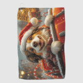 Serviette De Golf Anatolie Berger Chien Roller Dessous de verre Noël (Devant)