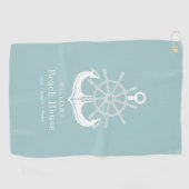 Serviette De Golf Ancre Beach House Nom de famille Turquoise (Horizontal)