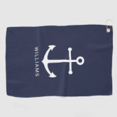 Serviette De Golf Ancre bleue marine avec nom personnalisé (Horizontal)