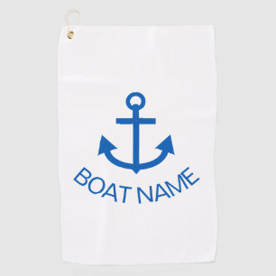 Serviette De Golf Ancre Bleue Personnalisez Votre Nom de Bateau