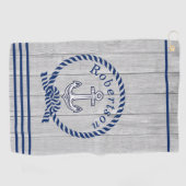 Serviette De Golf Ancre côtière marine Nom Marine Bleu (Horizontal)