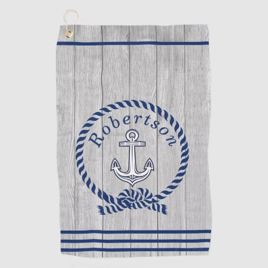 Serviette De Golf Ancre côtière marine Nom Marine Bleu (Devant)