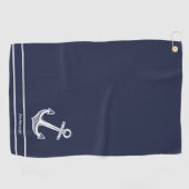 Serviette De Golf Ancre marine personnalisée Océan bleu marine (Horizontal)
