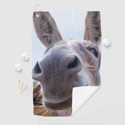 Serviette De Golf Âne souriant gris comique (En situation)