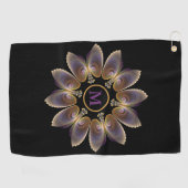 Serviette De Golf Ange Abstraite ailes Mandala Monogramme fractal (Horizontal)