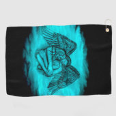 Serviette De Golf Angel Eros en amour, design noir et vert (Horizontal)