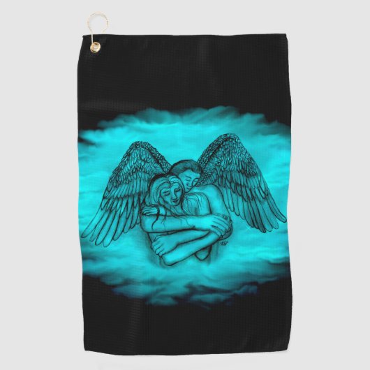 Serviette De Golf Angel Eros en amour, design noir et vert (Devant)