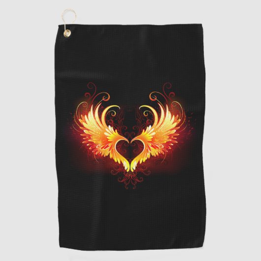 Serviette De Golf Angel Fire Heart with Wings (Devant)
