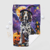 Serviette De Golf Anglais Setter Chien Halloween Sorcière Et Citroui (En situation)