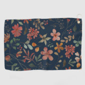 Serviette De Golf Antique aquarelle Imprimer floral sur marine (Horizontal)