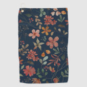 Serviette De Golf Antique aquarelle Imprimer floral sur marine (Devant)