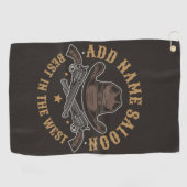 Serviette De Golf Antique Cowboy Guns AJOUTER NOM Old Wild West Salo (Horizontal)