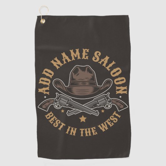 Serviette De Golf Antique Cowboy Guns AJOUTER NOM Old Wild West Salo (Devant)