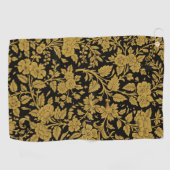 Serviette De Golf Antique Gold Floral Indian Lac-work Black Pattern (Horizontal)