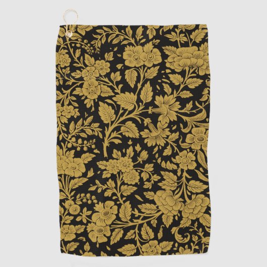 Serviette De Golf Antique Gold Floral Indian Lac-work Black Pattern (Devant)