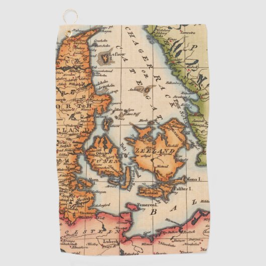 Serviette De Golf Antique vieille carte inspirée (10) (Devant)