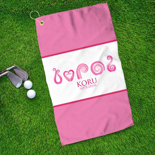 Serviette De Golf Aotearoa Nouvelle-Zélande Koru Tribal - Rose