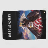 Serviette De Golf *~* AP16 - Drapeau américain USA Bald EAGLE Golf T (Horizontal)