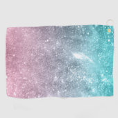Serviette De Golf Aqua blue Pink ombre mer galaxie abstraite (Horizontal)