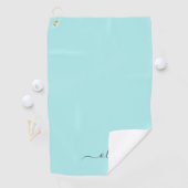 Serviette De Golf Aqua Blue Turquoise Moderne Script Girl Monogramme (En situation)