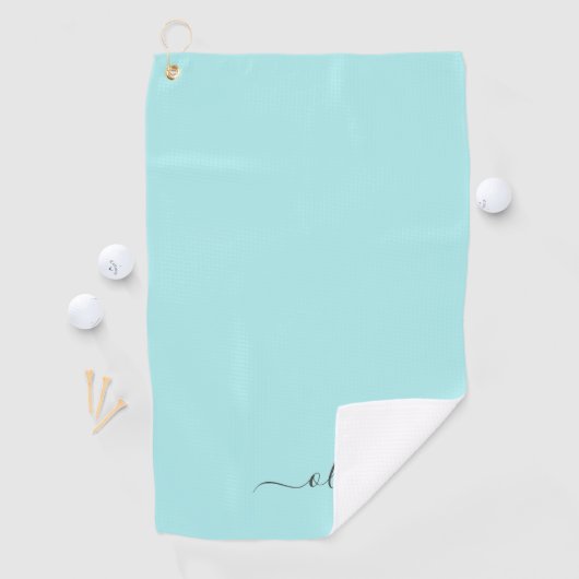 Serviette De Golf Aqua Blue Turquoise Moderne Script Girl Monogramme (En situation)