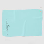 Serviette De Golf Aqua Blue Turquoise Moderne Script Girl Monogramme (Horizontal)
