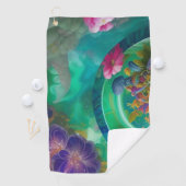 Serviette De Golf Aqua Floral Jardin sous-marin Abstrait (En situation)