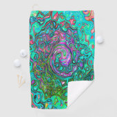 Serviette De Golf Aquamarine Super Abstrait Retro Liquid Swirl (En situation)