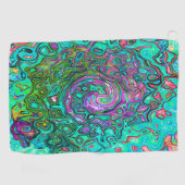 Serviette De Golf Aquamarine Super Abstrait Retro Liquid Swirl (Horizontal)