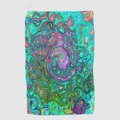 Serviette De Golf Aquamarine Super Abstrait Retro Liquid Swirl (Devant)