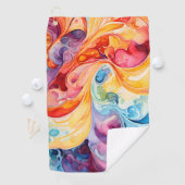 Serviette De Golf Aquarelle Abstraite dans les couleurs du coucher d (En situation)
